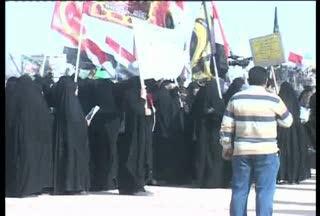 A group of Iraqi people gathered outside the main training center of the anti-Iran terrorist Mojahedin-e Khalq Organization