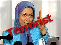 Iranian opposition leader in Parliament But her organization is on the U.S. terrorist list.