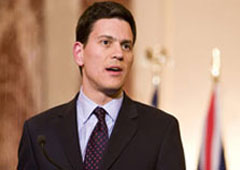 British Foreign Secretary David Miliband made clear his country's position on the terrorist nature of the MKO grouplet had not changed